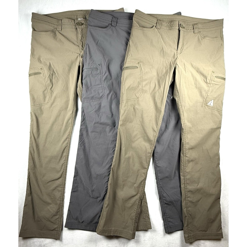 LOT of 3 Eddie Bauer First Ascent Pro Hiking Pants Women 10 Gray Green Gorpcore